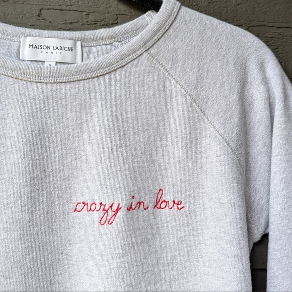 Maison Labiche Crazy In Love Sweatshirt Heather Gray Size Medium - Picture 3 of 10
